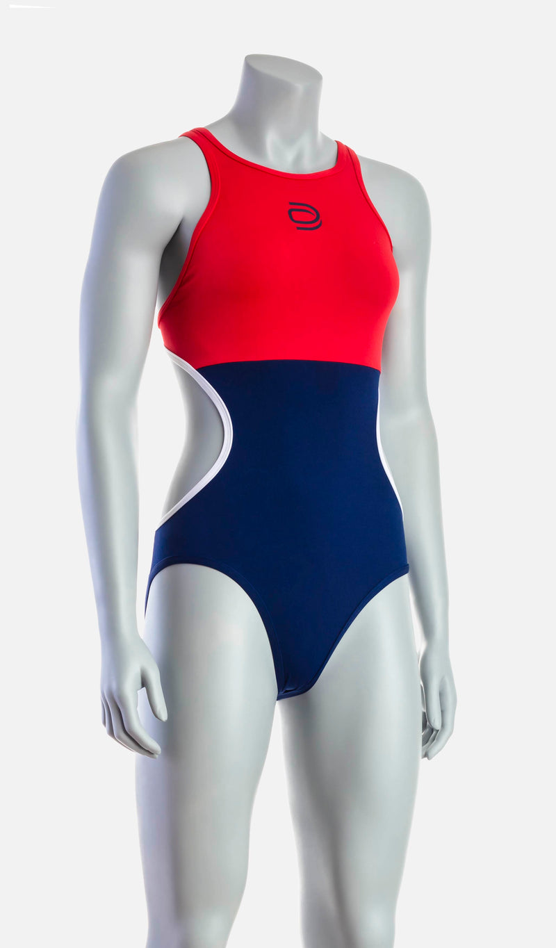 Women's Mid Swimsuit - Red & Navy - deboer wetsuits
