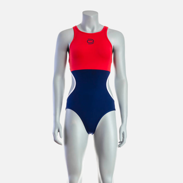 Women's Mid Swim Suit - Red & Navy - deboer wetsuits