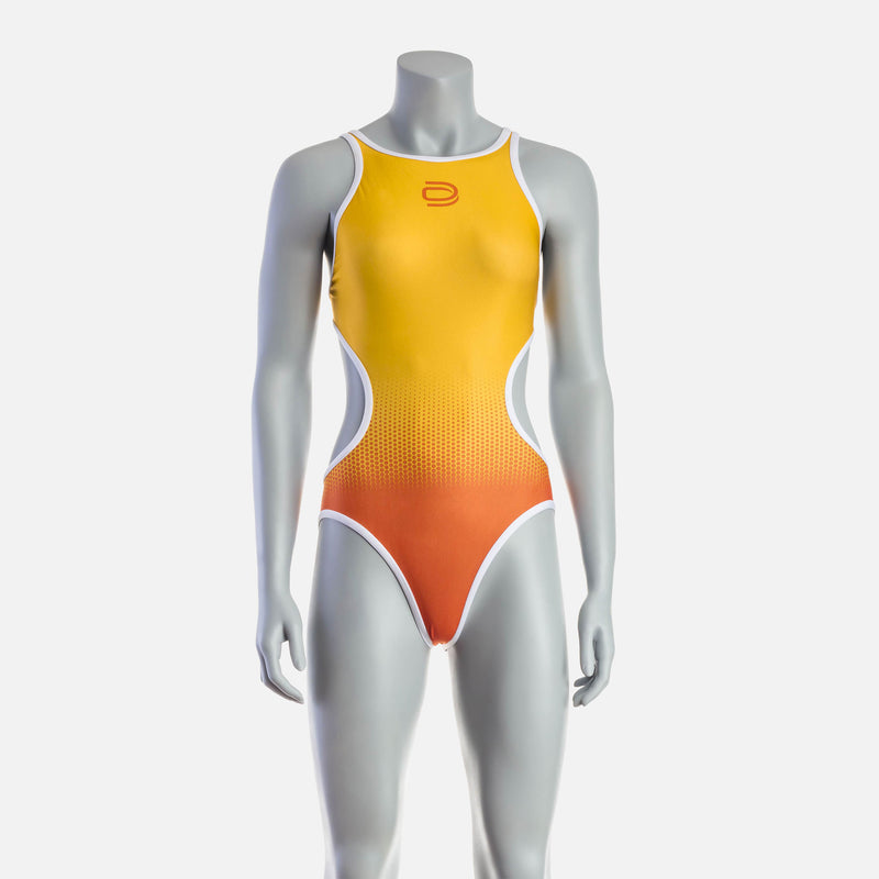 Women's Mid Swim Suit - Orange & Saffron - deboer wetsuits
