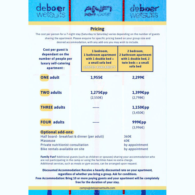 deboer camp one (starting at $1099 per person)